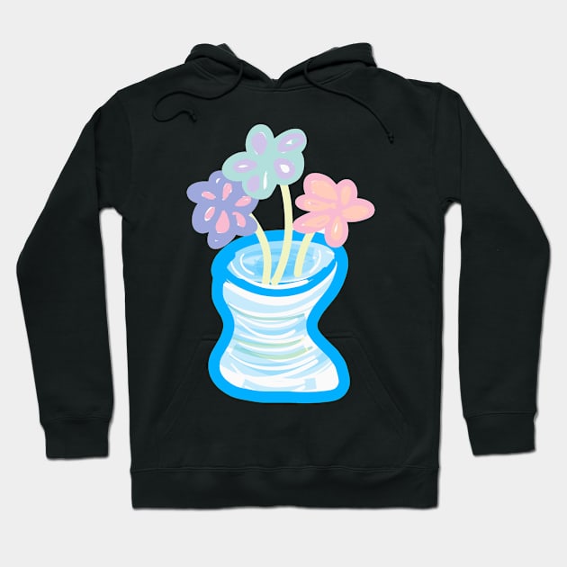 PASTEL FLOWERS IN PASTEL BLUE VASE Hoodie by aroba